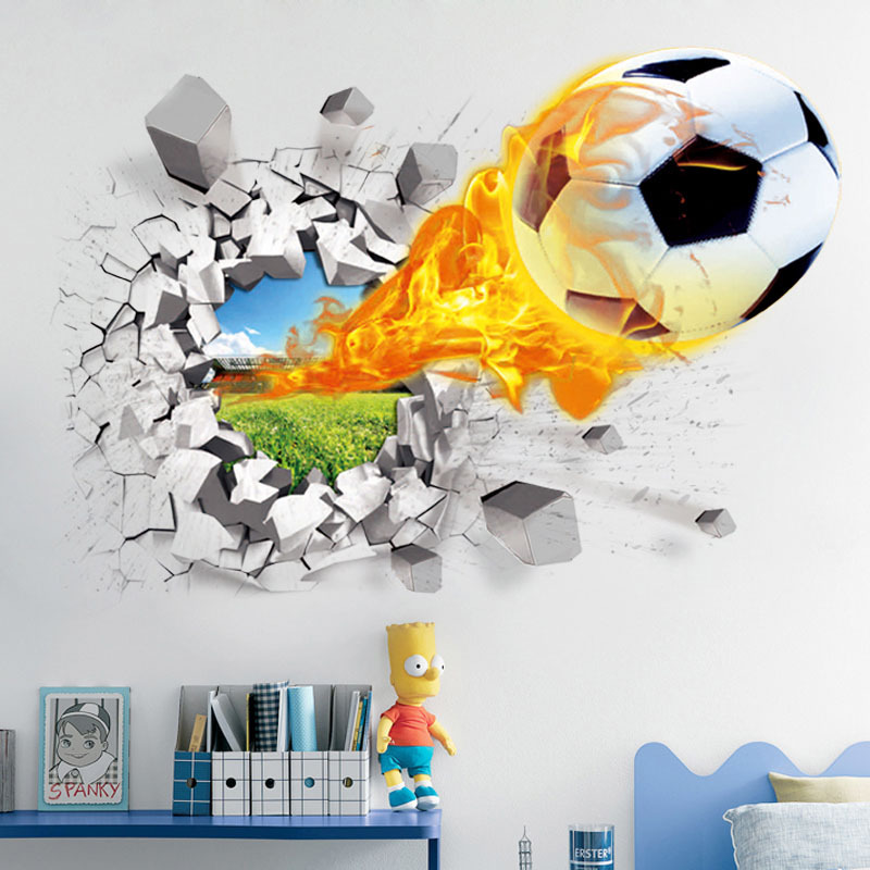 3D Football Broken Wall Sticke - Blister Plaster Sport 评论和价格
