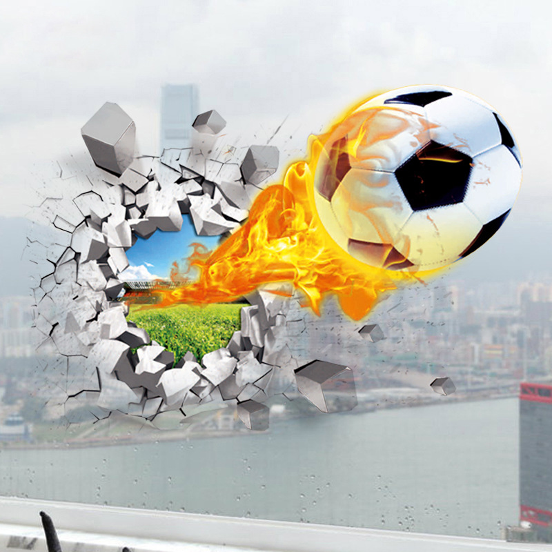 3D Football Broken Wall Sticke - Blister Plaster Sport 评论和价格