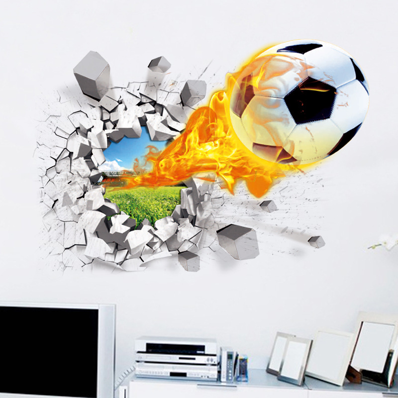 3D Football Broken Wall Sticke - Blister Plaster Sport 评论和价格